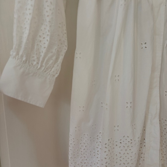 ULLA JOHNSON Gemma Shirt Dress Cowrie White Eyelet Statement Colla Size 6 Medium - Picture 7 of 16